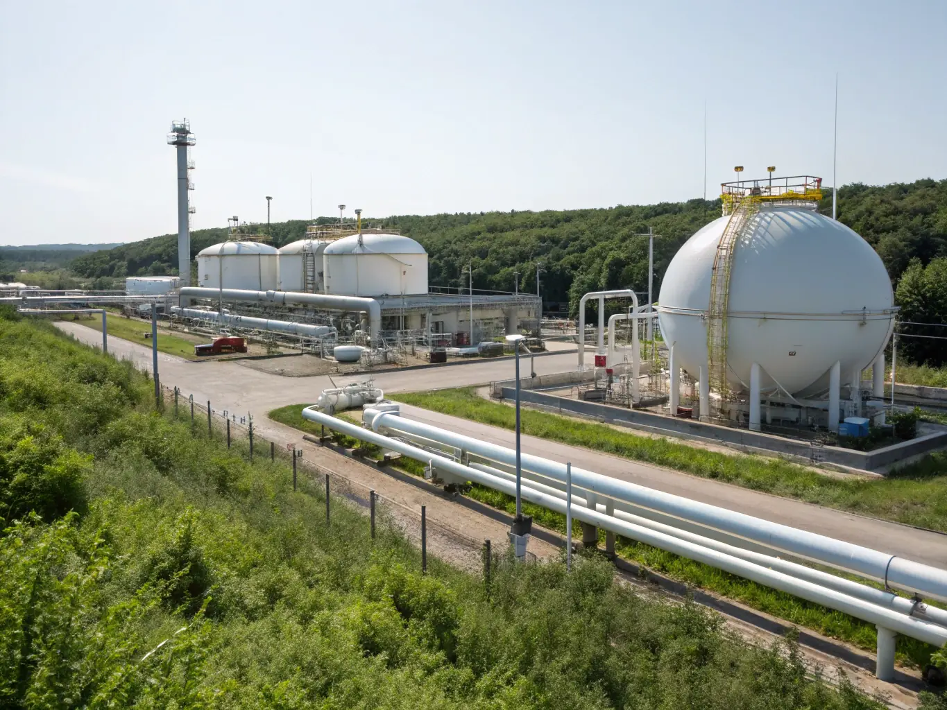 A detailed image of Taraz Investment's natural gas processing plant, highlighting the modern infrastructure and safety measures in place.